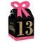 Big Dot of Happiness Chic 13th Birthday - Pink, Black and Gold - Square Favor Gift Boxes - Birthday Party Bow Boxes - Set of 12